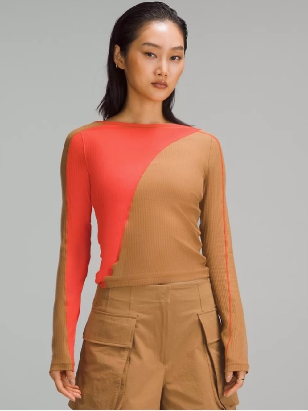 Lululemon Asymmetrical Ribbed Cotton Long-Sleeve Shirt Size Small